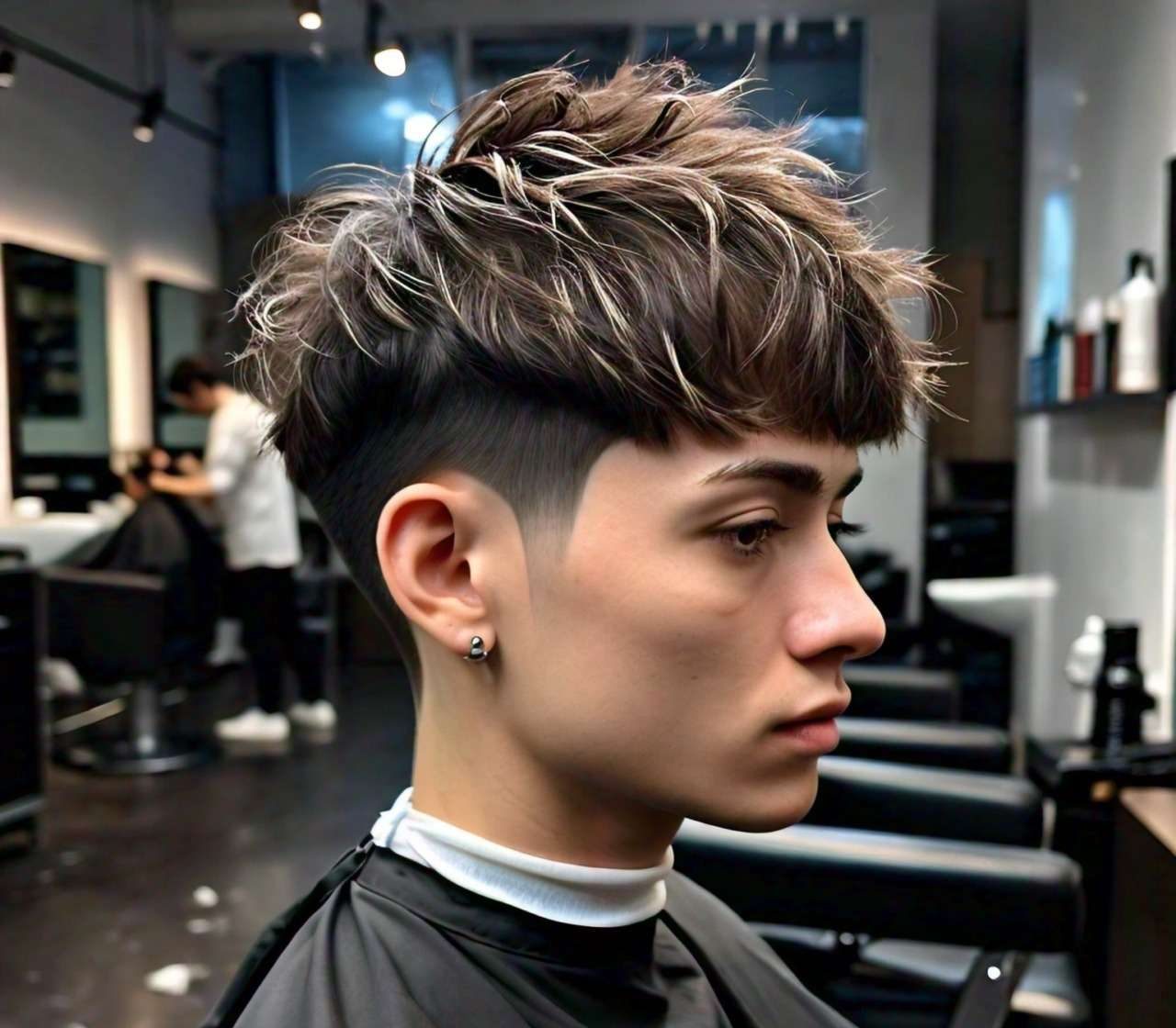middle part flow mid taper fade