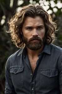 Wavy Hair Bearded Style