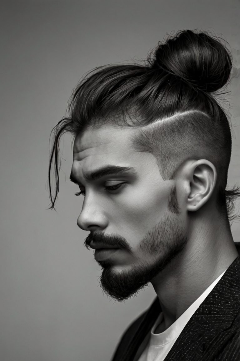 Man Bun with Temp Fade - Man Bun Hairstyles
