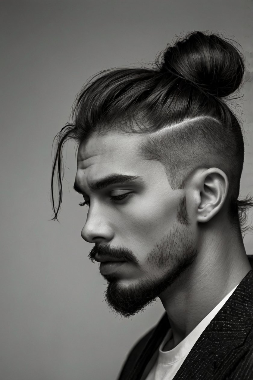 Man Bun with Temp Fade - Man Bun Hairstyles